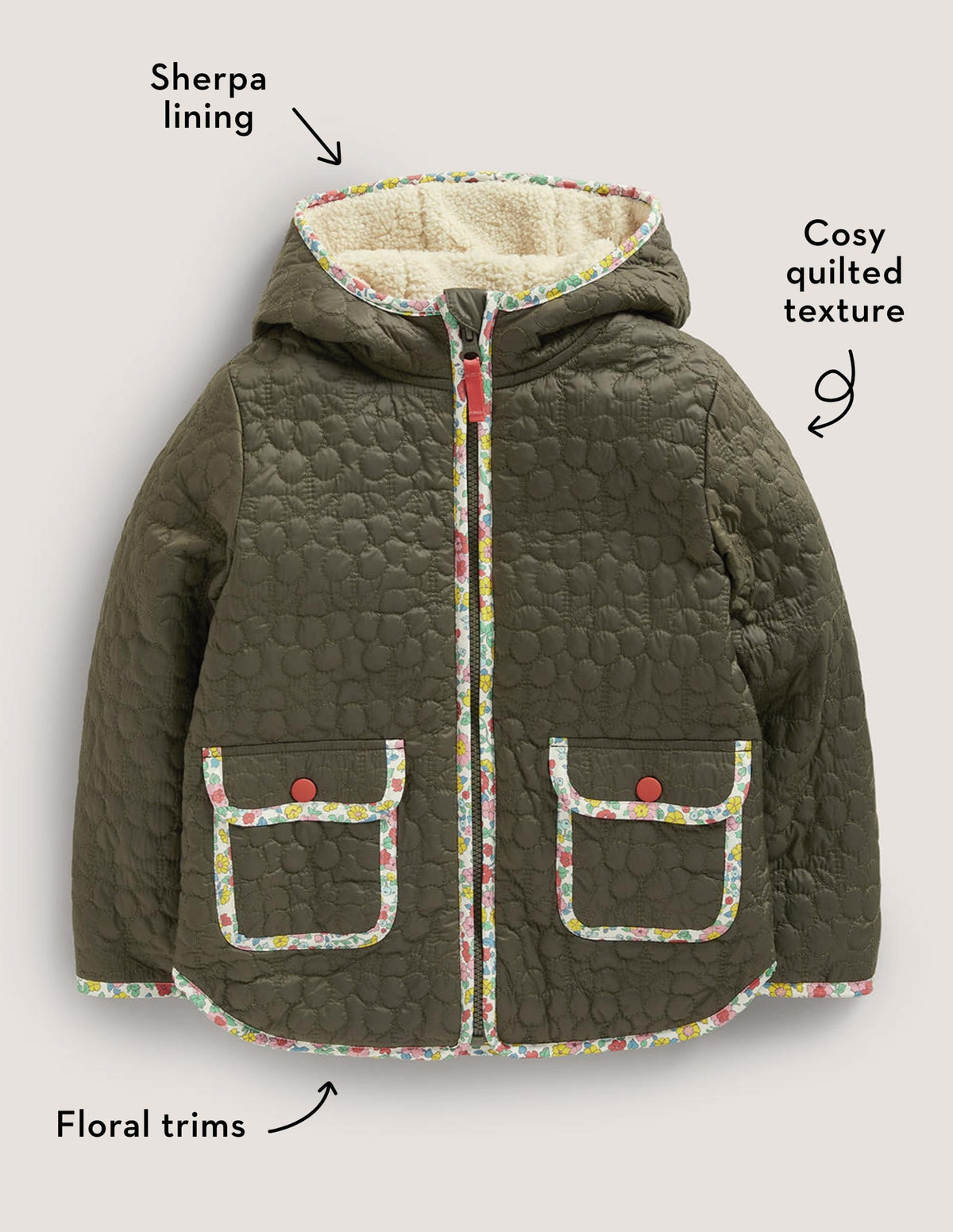 Gesteppte Jacke-Khakigrün - Image 4