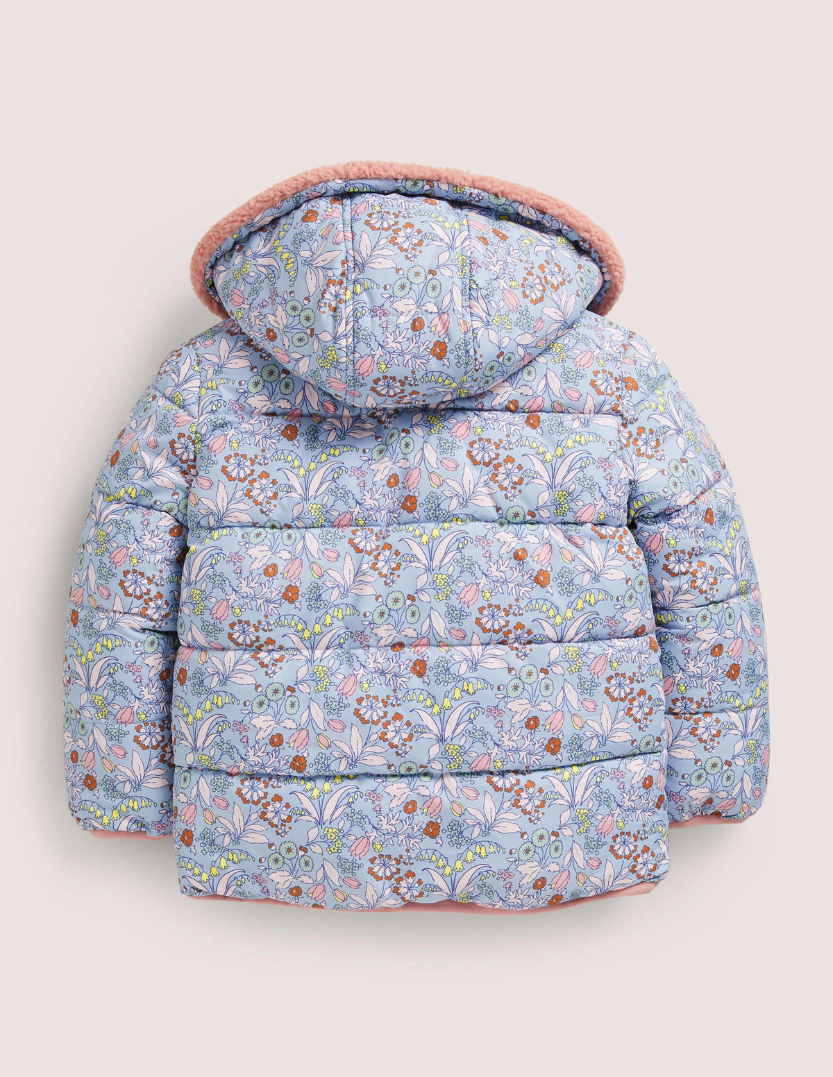 Wendbare Jacke aus Borg-Graublau, Blumenmuster-2
