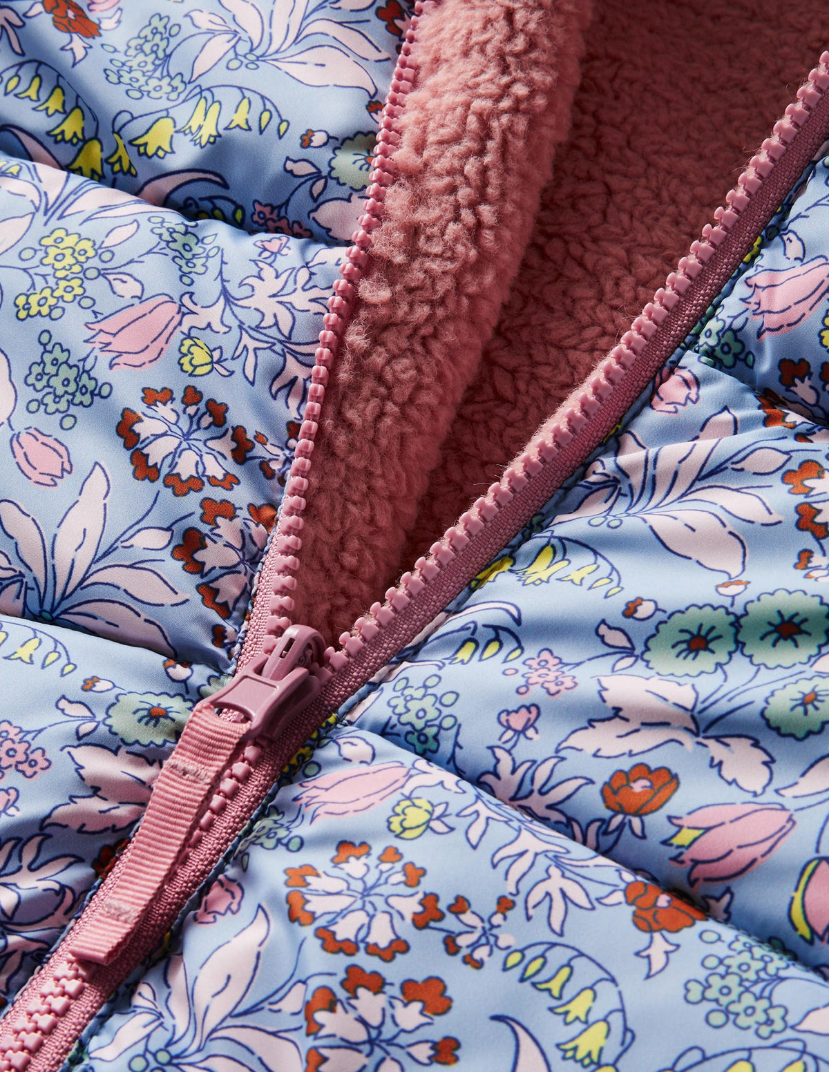Wendbare Jacke aus Borg-Graublau, Blumenmuster - Image 3