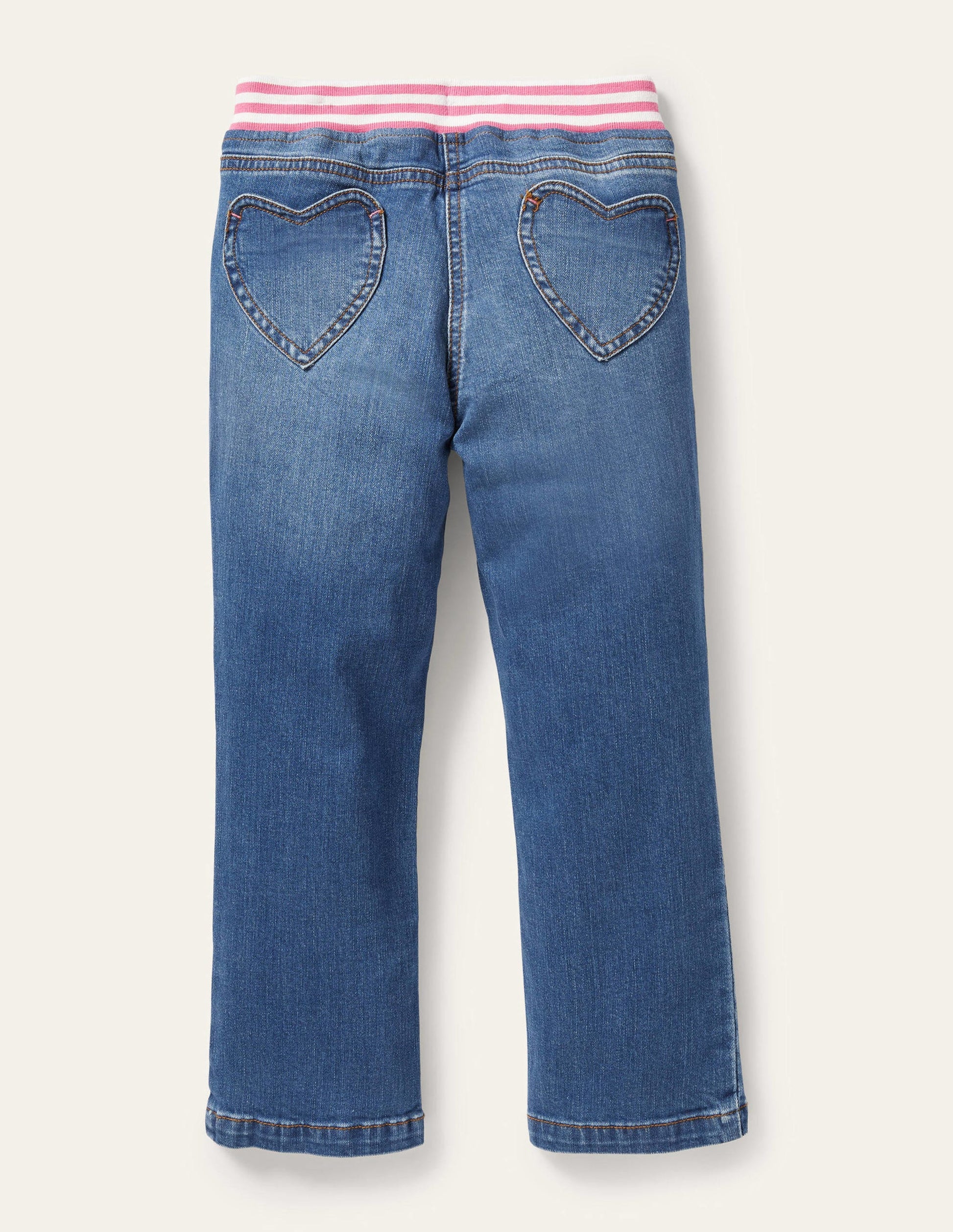 Jeans mit Herzaufnähern-Mittleres Vintageblau, Denim-2