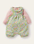 GOTS Organic Dungaree Set-Aqua Spring Floral