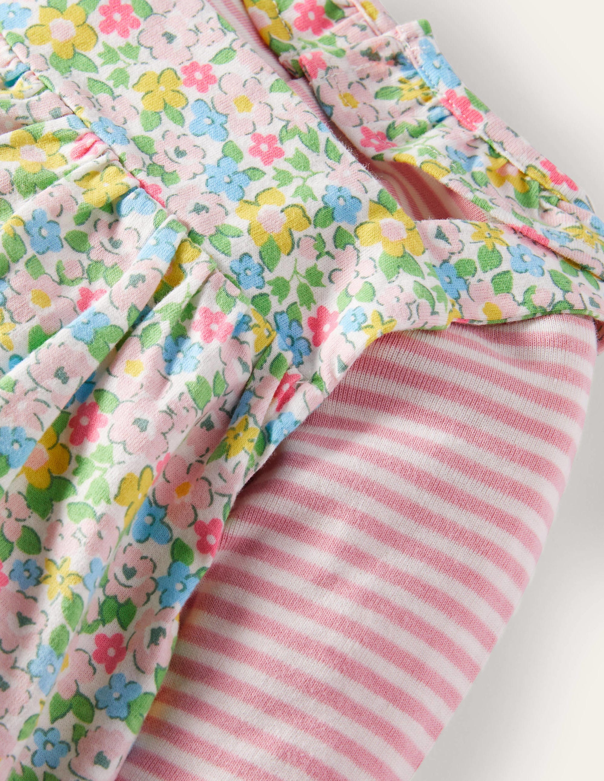 GOTS Organic Dungaree Set-Aqua Spring Floral - Image 3