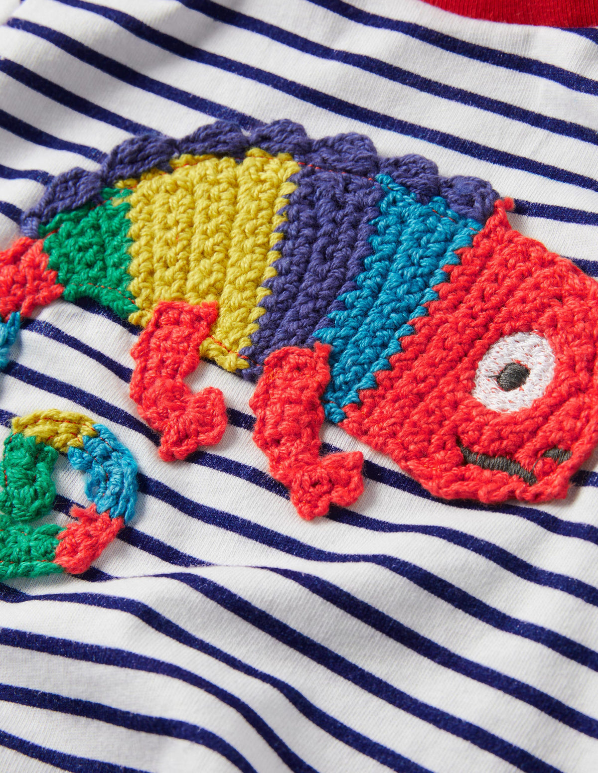 T-shirt rayé à détail crochet-Caméléon ivoire/tribord-3