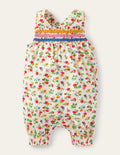 Smocked Woven Romper-Ivory Floral
