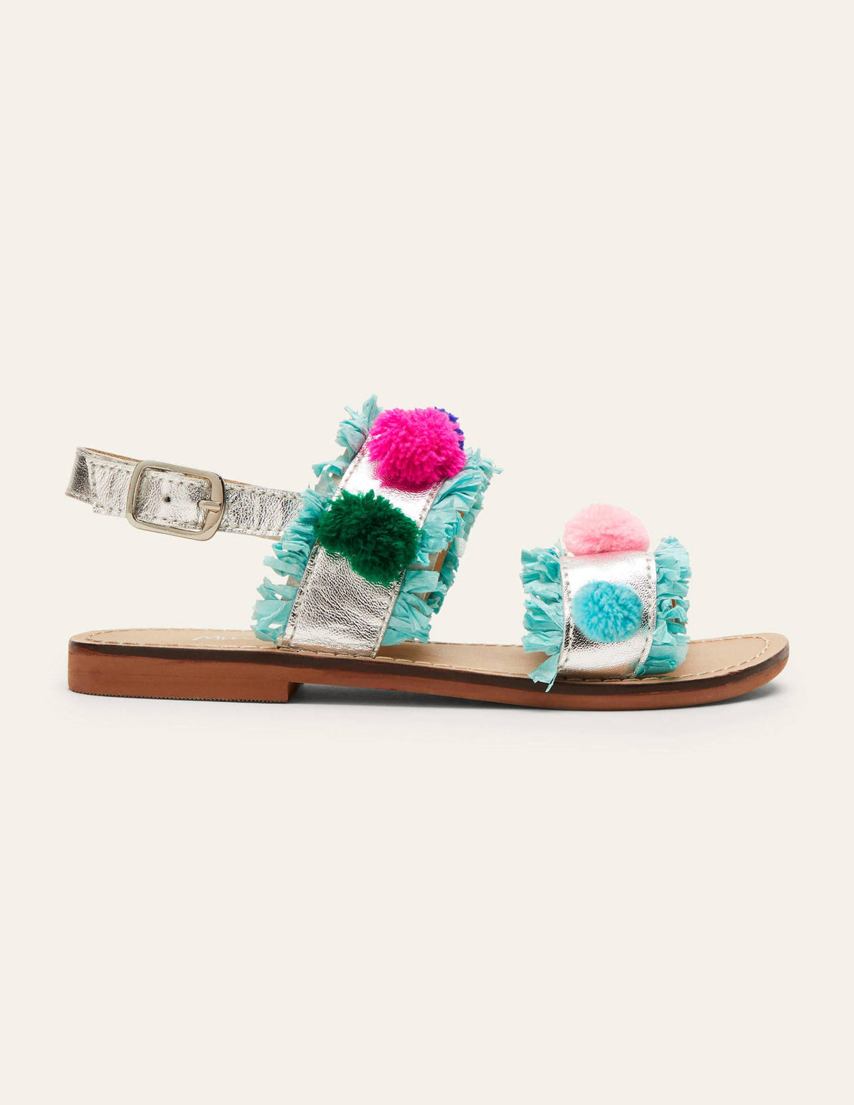 Bommelsandalen-Metallic/Regenbogenbommel - Image 2