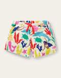 Towelling Shorts-Ivory Mermaid Collage