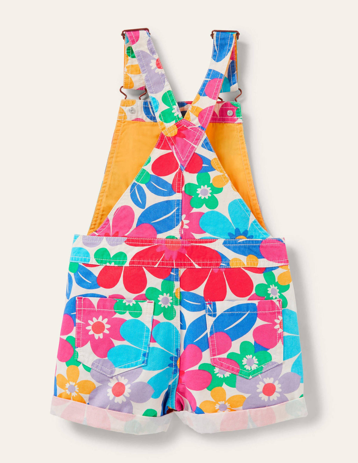 Fröhliche kurze Latzhose-Bunt, Blumenmuster - Image 2
