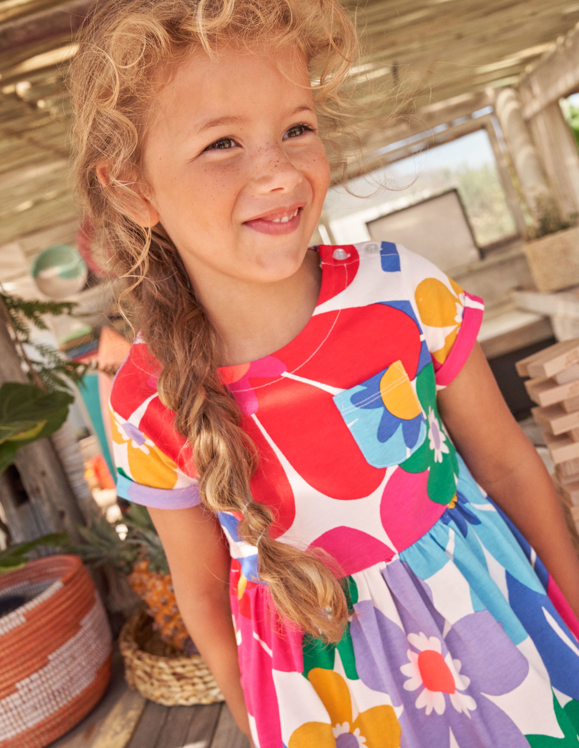 Fröhliches Jerseykleid-Bunt, Große Blumen - Image 6