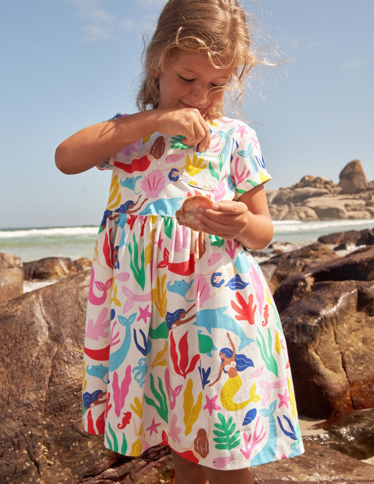 Fröhliches Jerseykleid-Naturweiß, Meerjungfrauen - Image 4