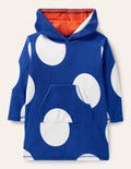 Frottee-Badeponcho-Wellenblau/Naturweiß, Große Tupfen