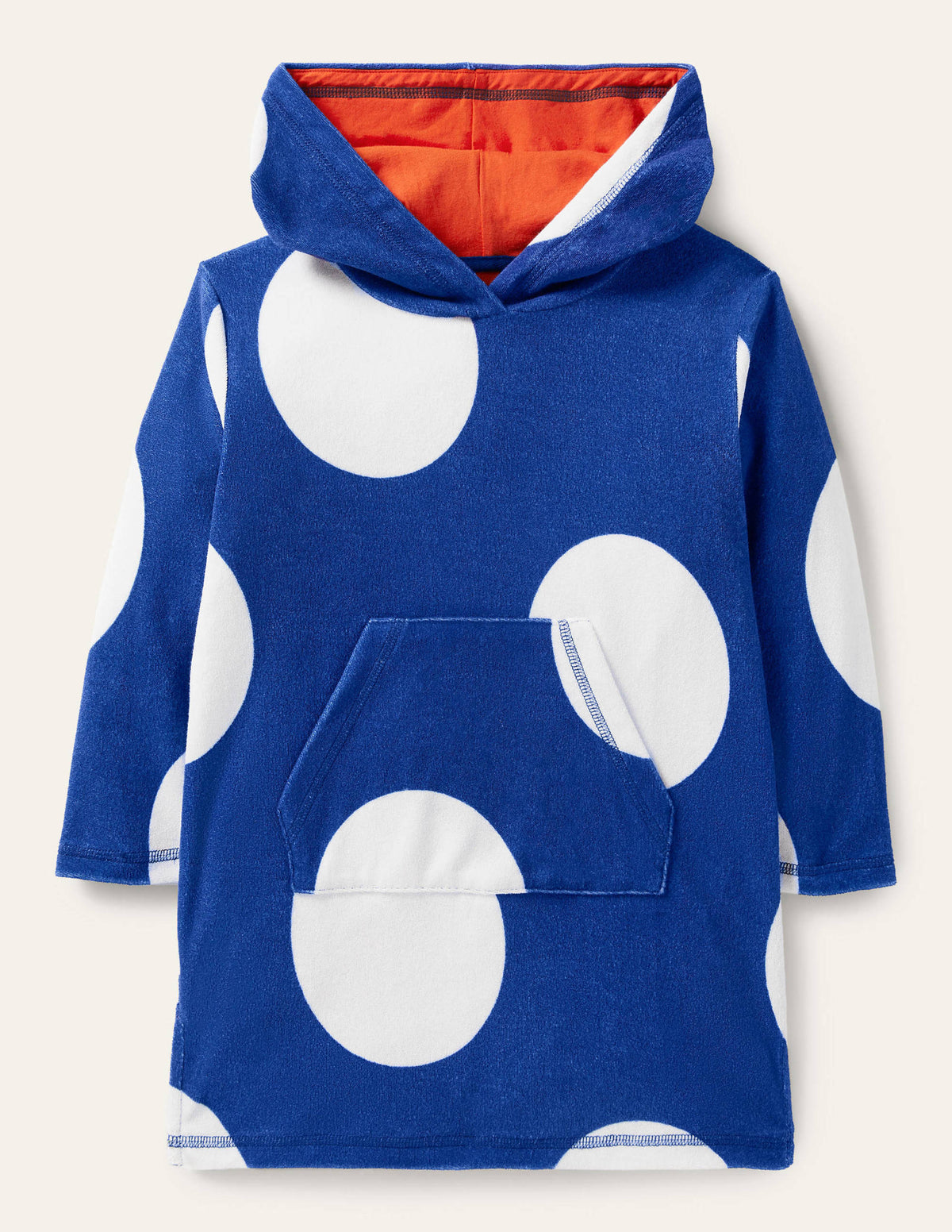 Frottee-Badeponcho-Wellenblau/Naturweiß, Große Tupfen - Image 1