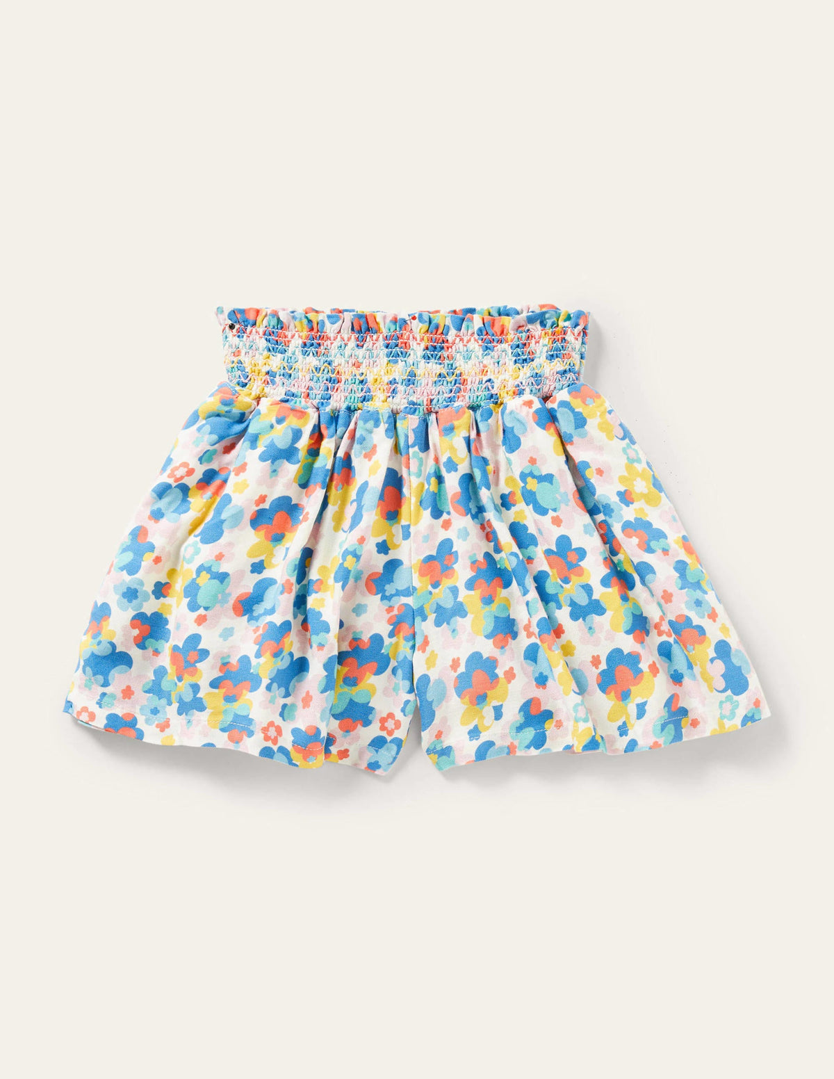 Culotte mit geraffter Taille-Bunt, Fröhliches Blumenmuster - Image 1