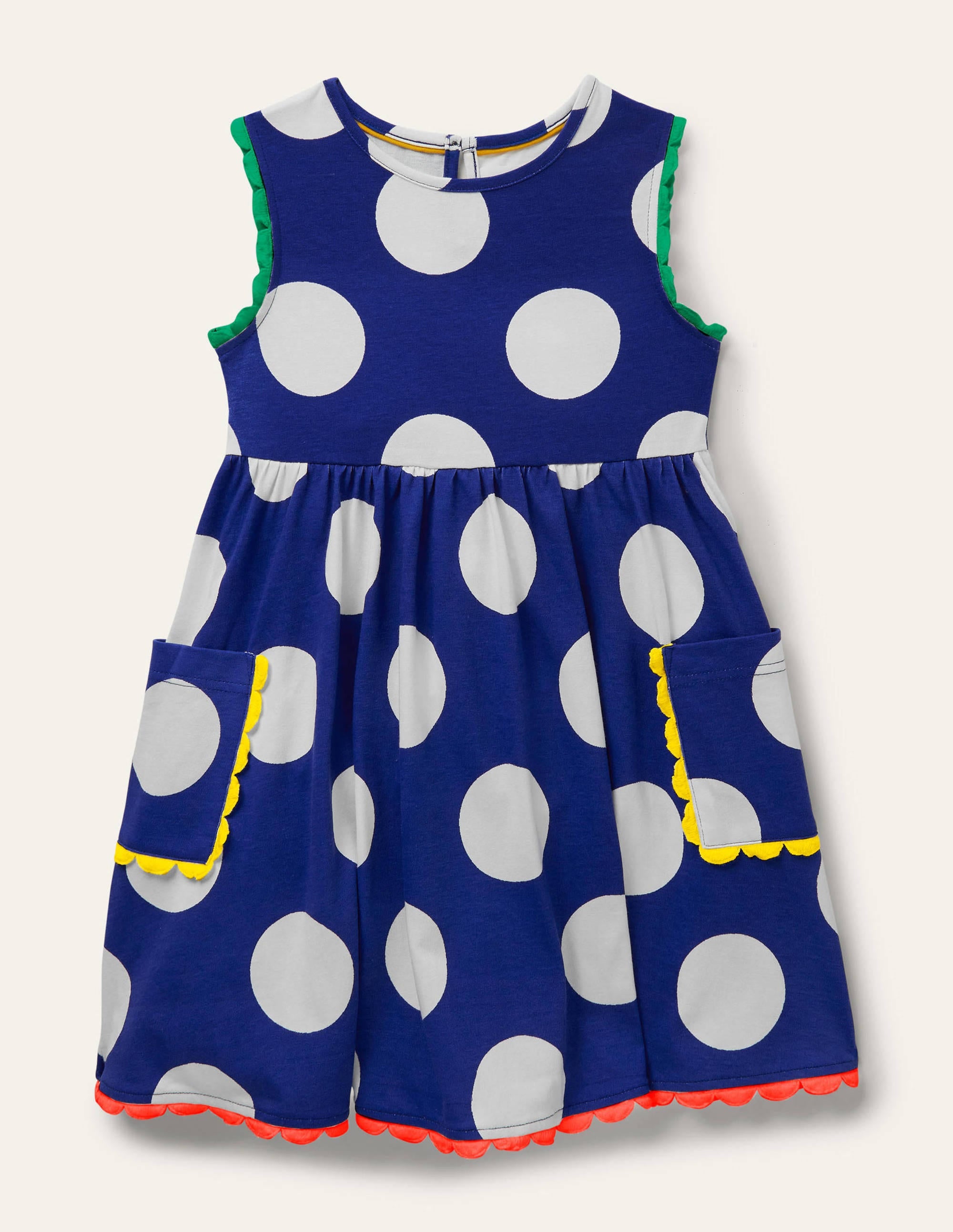 Jerseykleid mit Bortendetail-Wellenblau, Große Tupfen - Image 1