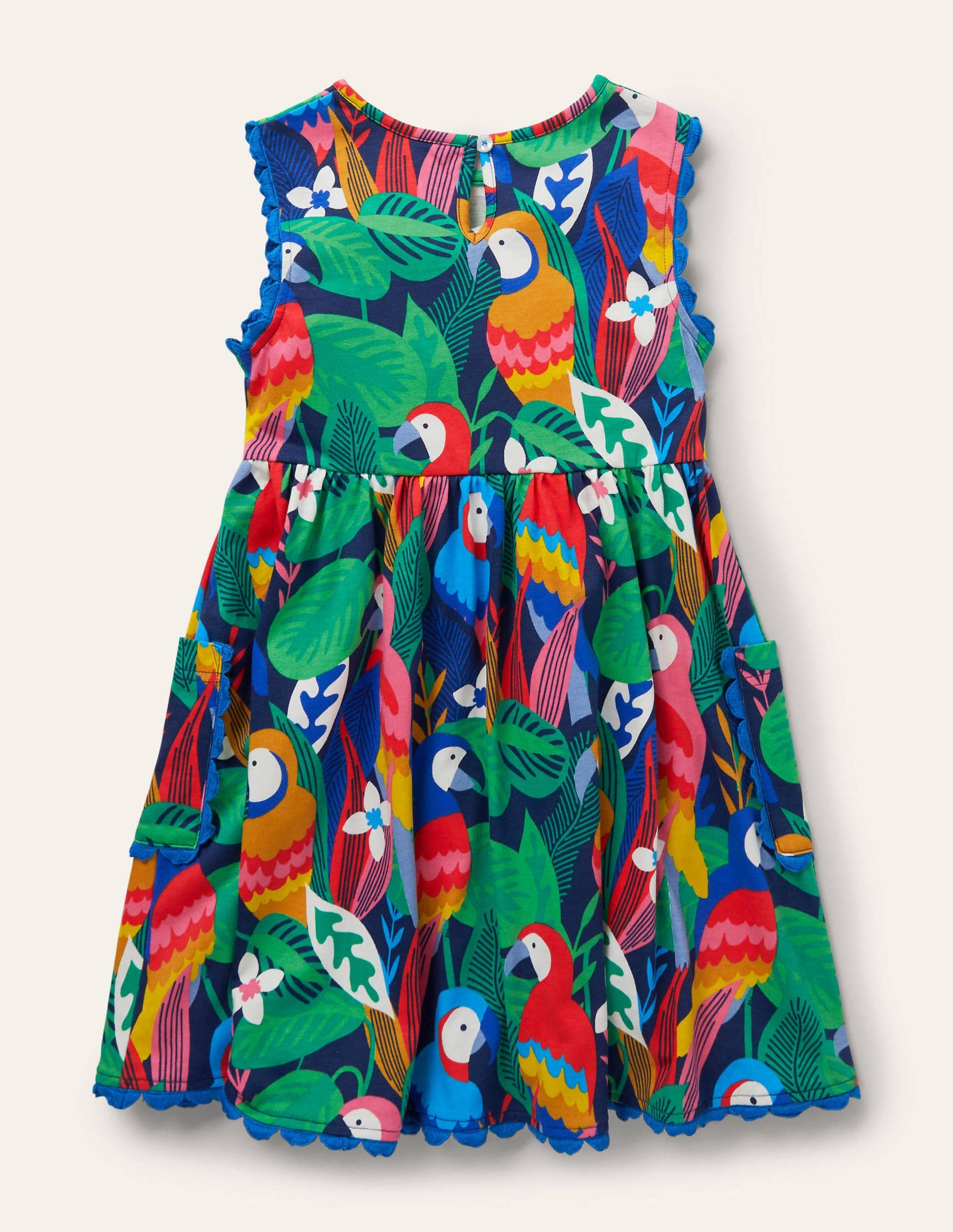 Jerseykleid mit Bortendetail-Bunt, Papageien-2