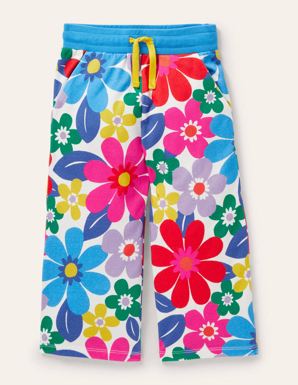 Jerseyhose mit weitem Bein-Bunt, Große Blumen-1