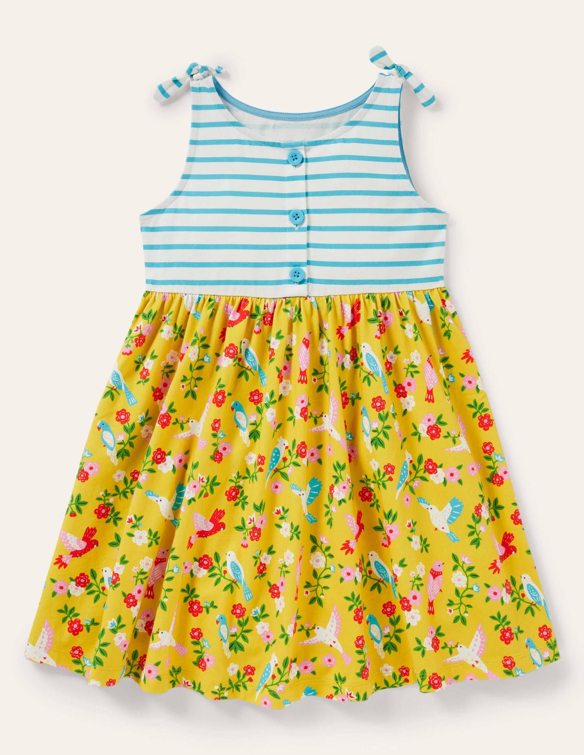 Robe nouée aux épaules à motif pêle-mêle-Motif tropical maïs/turquoise - Image 1