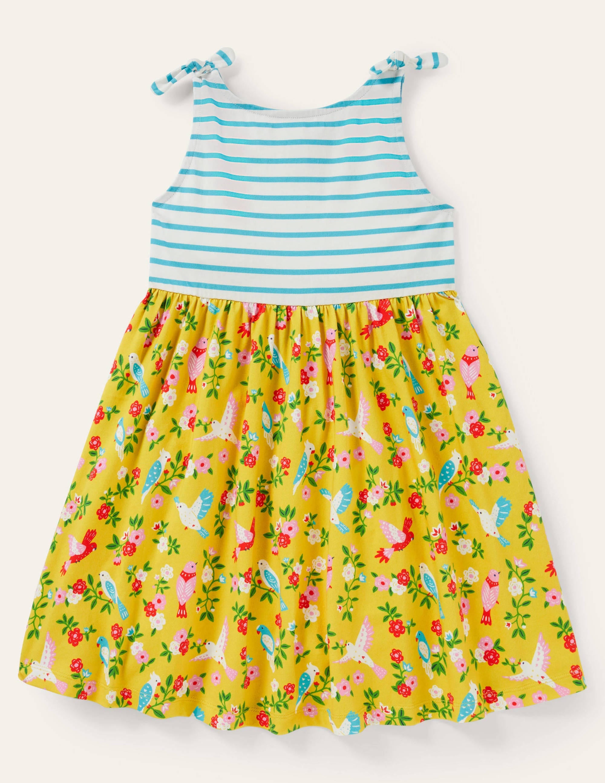 Robe nouée aux épaules à motif pêle-mêle-Motif tropical maïs/turquoise - Image 2