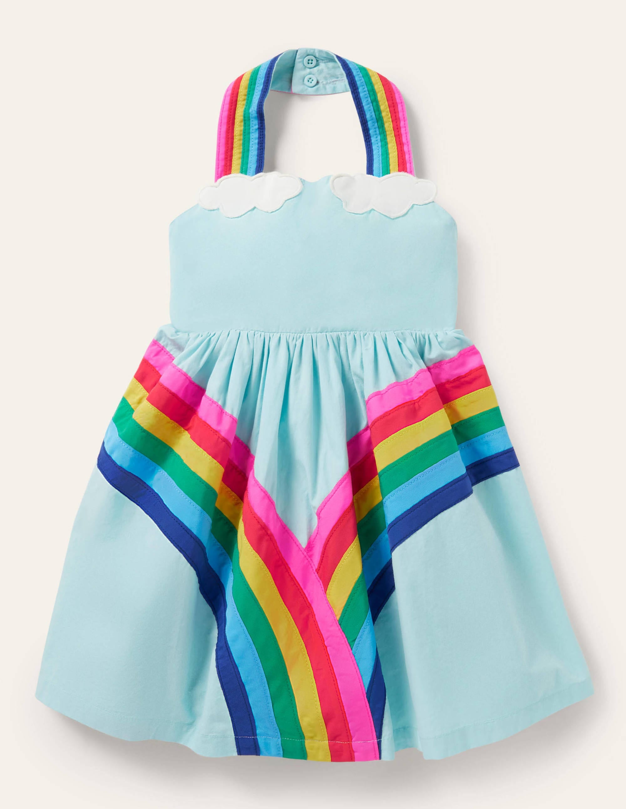 Neckholder-Kleid mit Regenbogenmotiv-Türkisblau, Regenbogen - Image 1