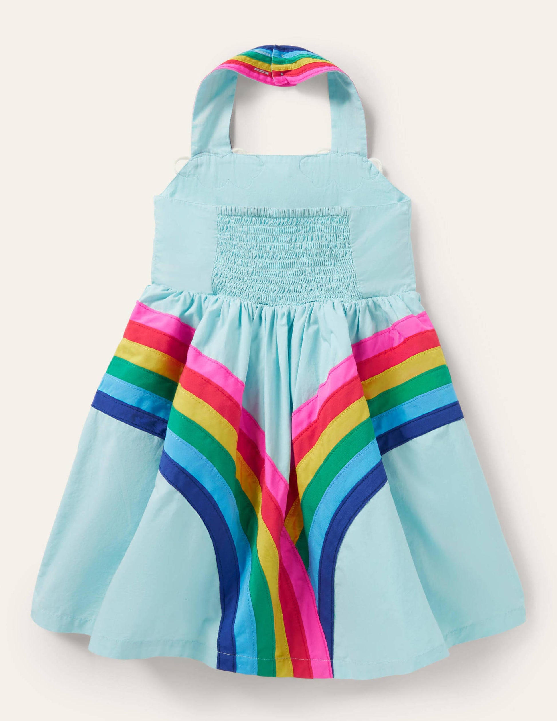 Neckholder-Kleid mit Regenbogenmotiv-Türkisblau, Regenbogen-2