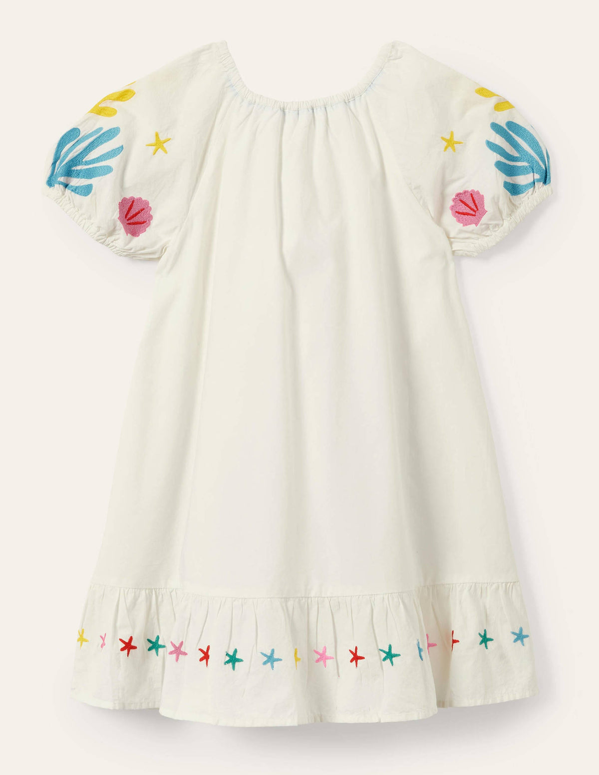 Robe brodée à manches bouffantes-Sirènes ivoire - Image 2