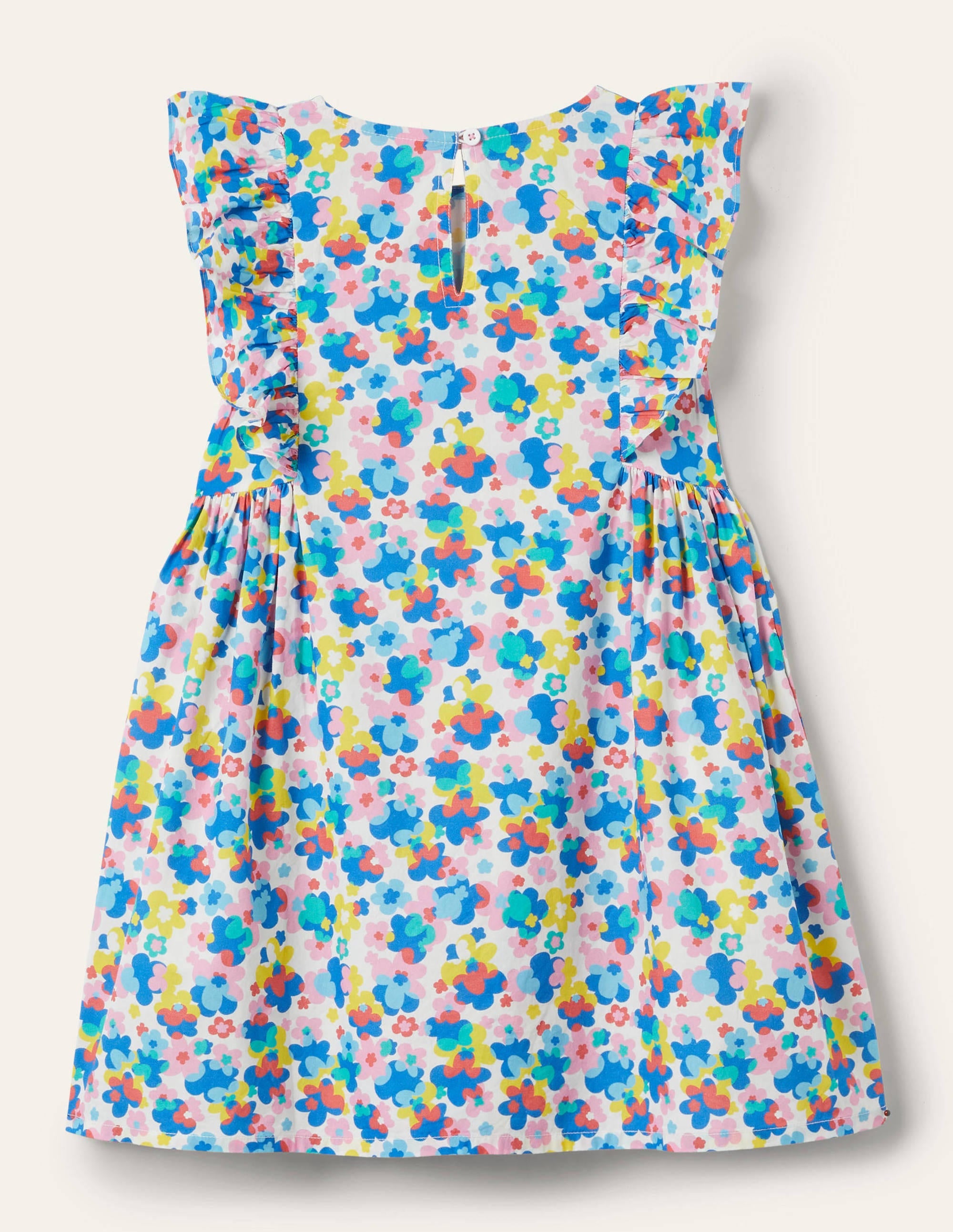 Gemustertes Kleid mit Rüschenärmeln-Bunt, Fröhliches Blumenmuster - Image 2