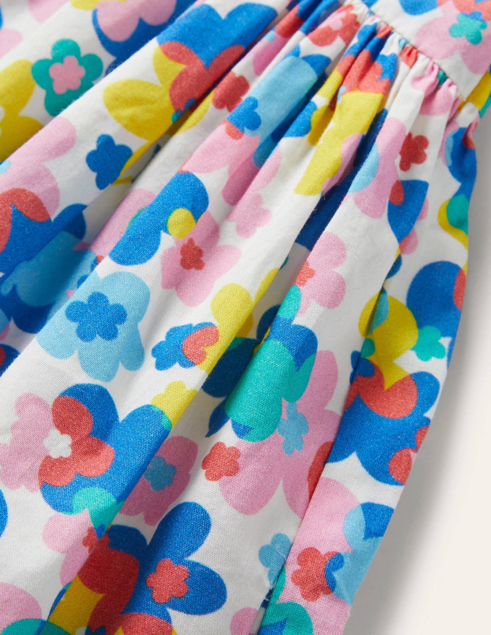 Gemustertes Kleid mit Rüschenärmeln-Bunt, Fröhliches Blumenmuster-3