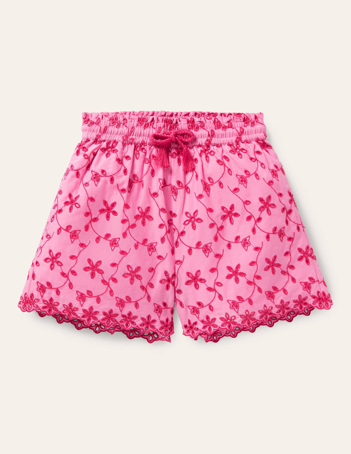 Shorts mit Lochstickerei-Helles Blütenrosa - Image 1