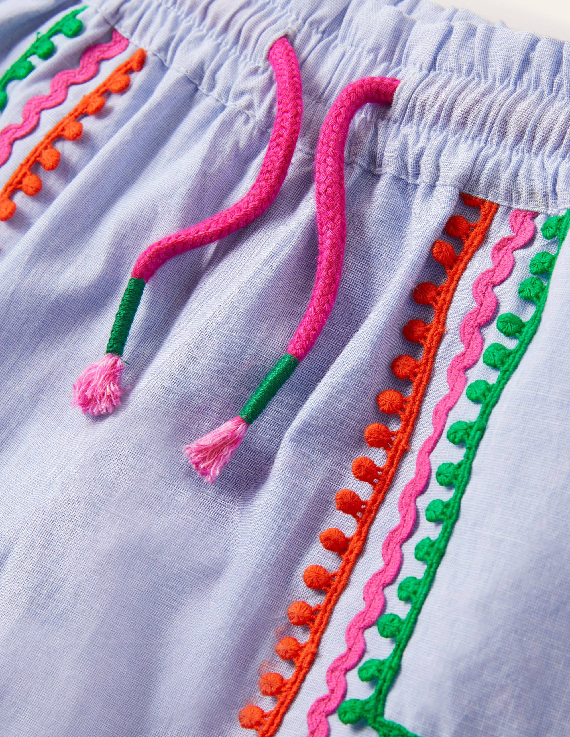 Tassel Trim Shorts-Chambray - Image 3
