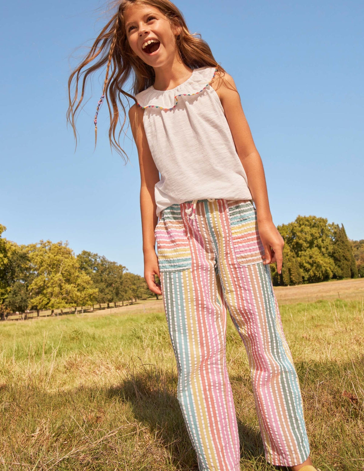 Pantalon tissé simple-Rayé arc-en-ciel - Image 4