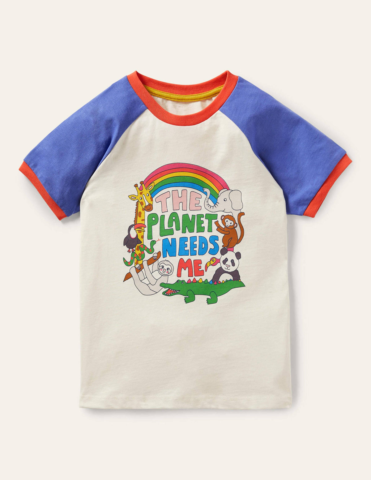 T-shirt à manches raglan et imprimés graphiques-Motif Planet Needs Me ivoire-1