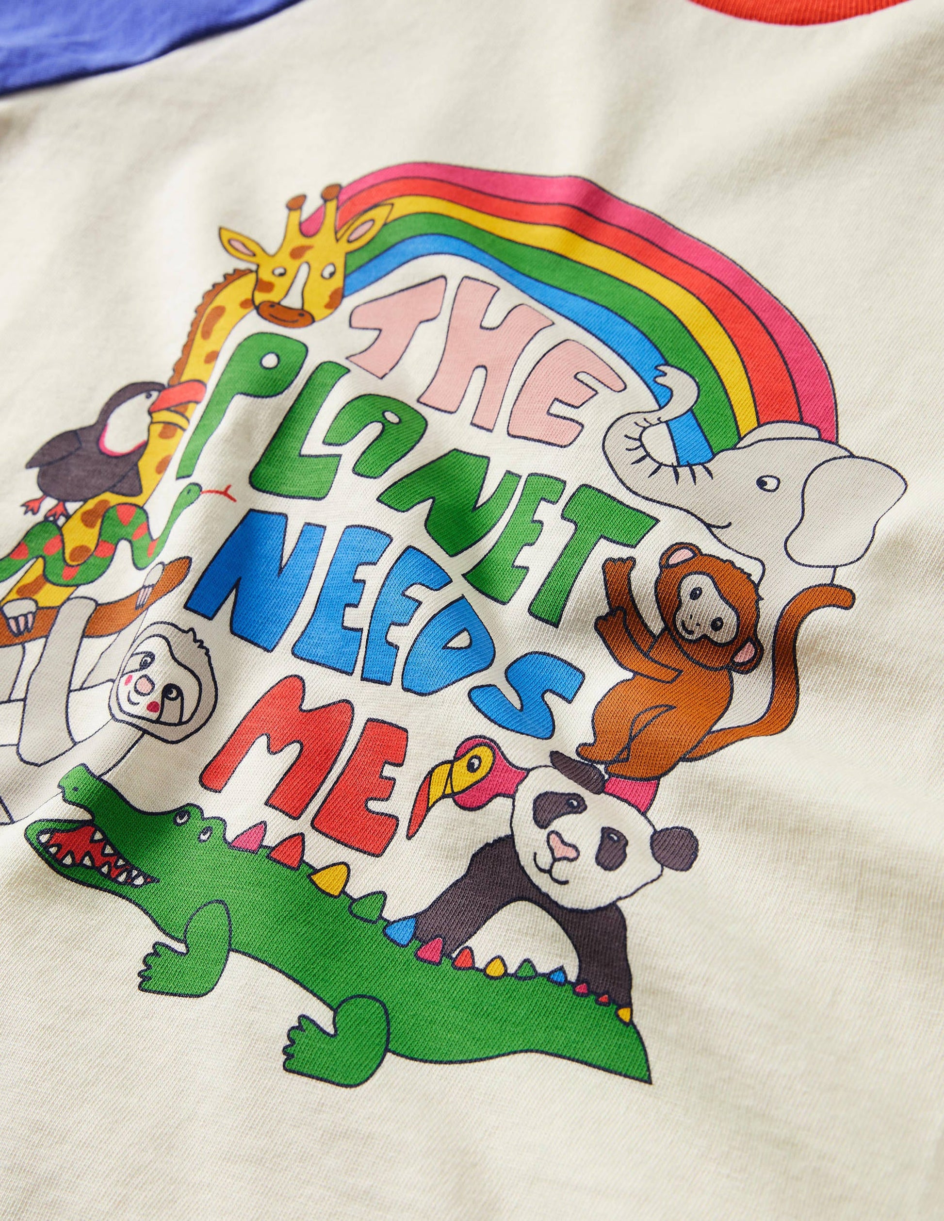 T-shirt à manches raglan et imprimés graphiques-Motif Planet Needs Me ivoire-3