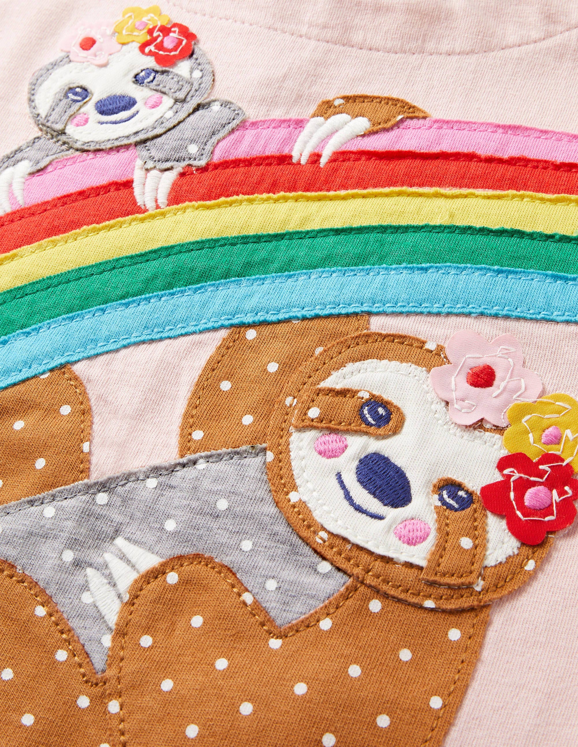 Kleid mit Stufenrock und Applikation-Rosa, Regenbogen/Faultier - Image 3