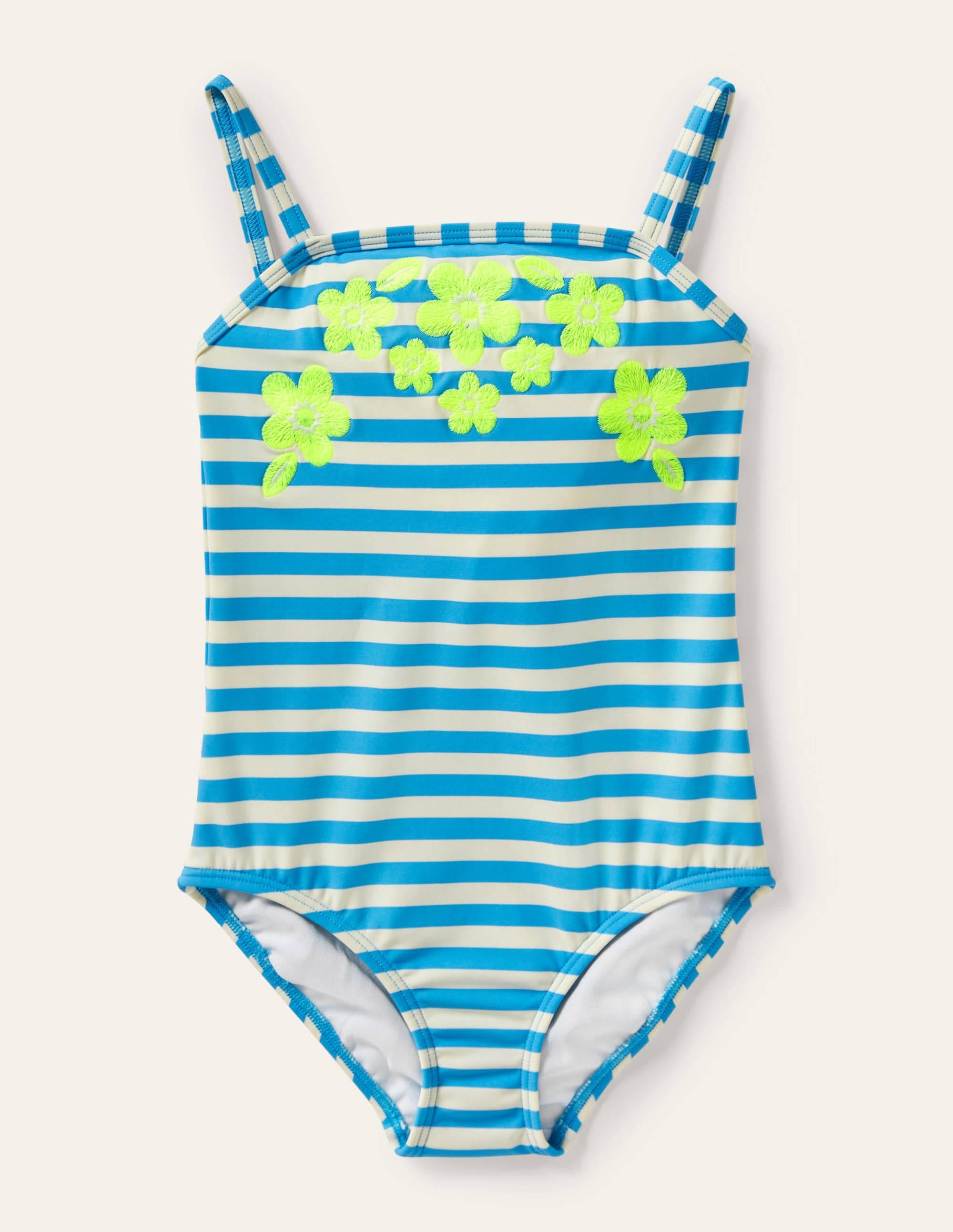 Badeanzug mit Stickereien-Malibu-Blau, Gestreift - Image 1
