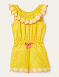 Combishort en broderie anglaise-Jaune jonquille