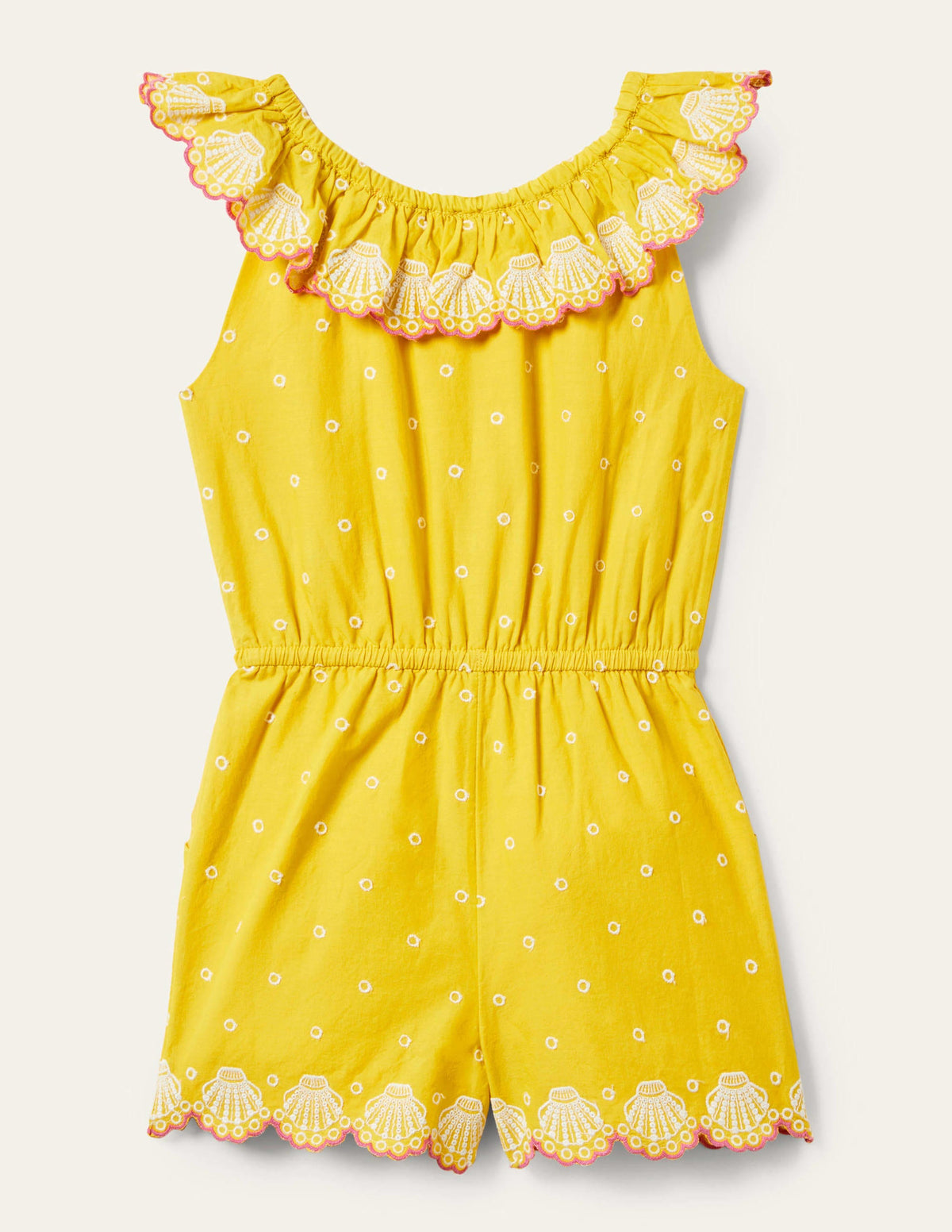 Combishort en broderie anglaise-Jaune jonquille-2