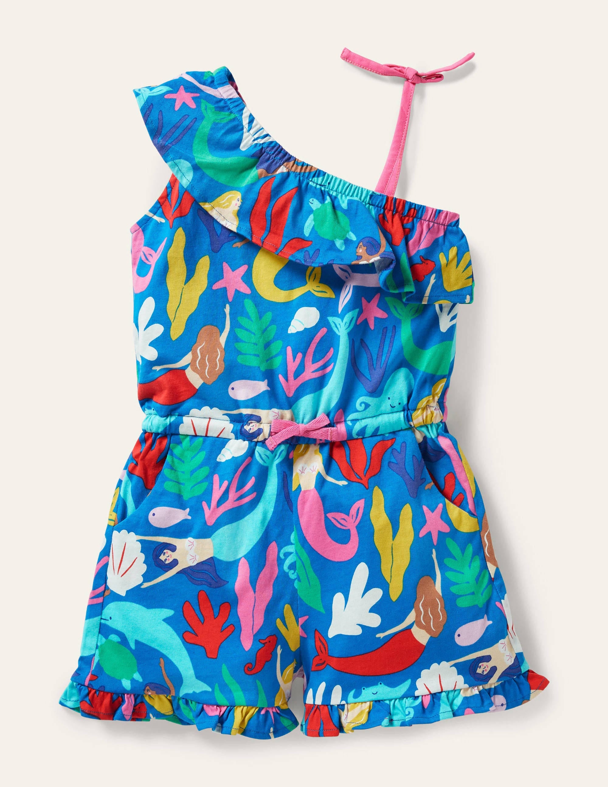 Combishort asymétrique en jersey-Sirènes bleues - Image 1