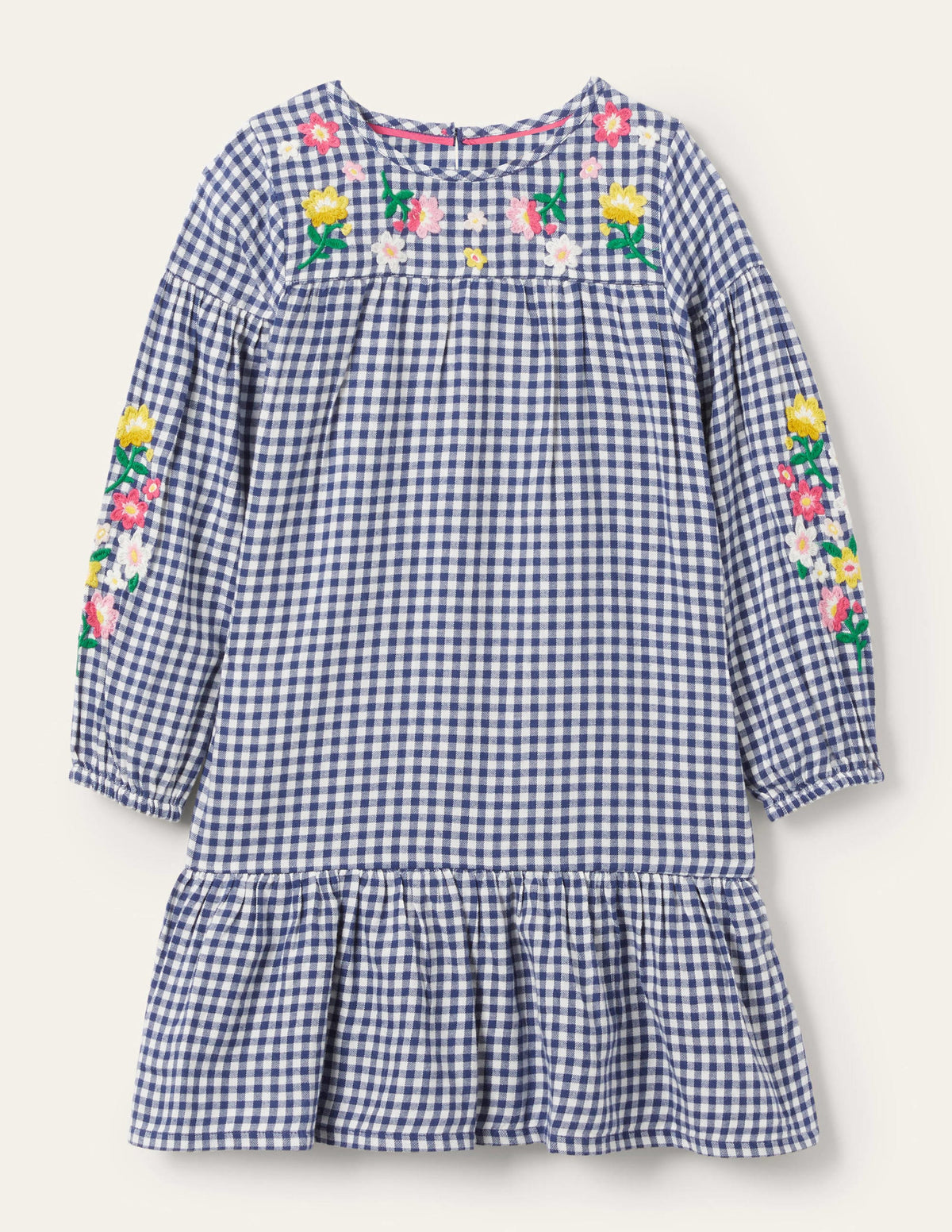 Webkleid mit Stickerei-Segelblau, Vichykaros - Image 1