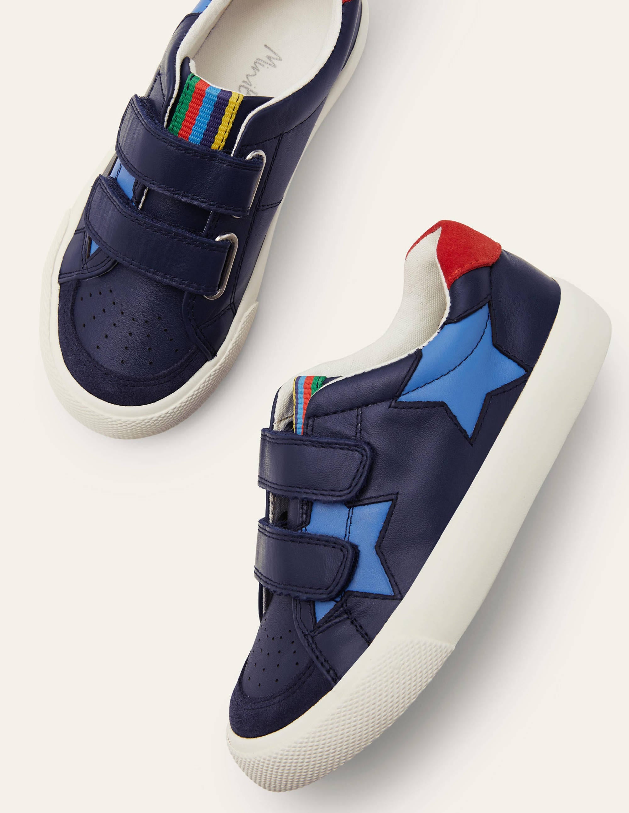 Leather Low Top Trainers-College Navy Stars - Image 1
