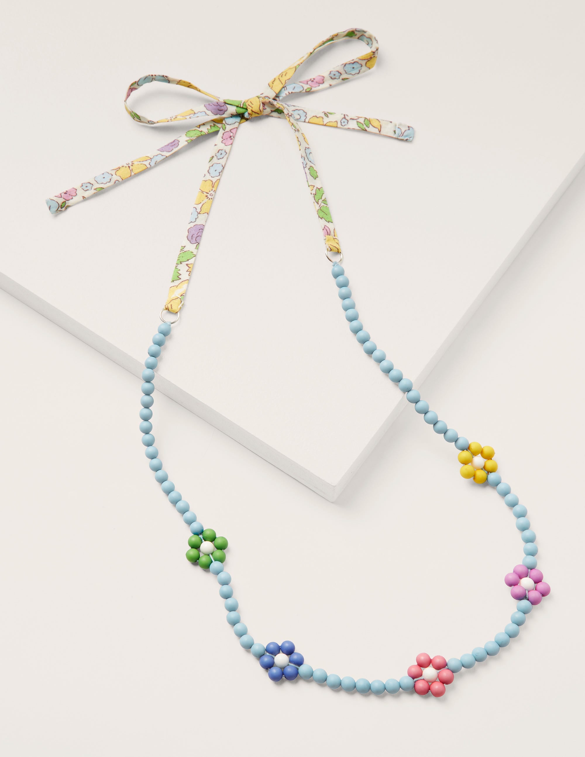 Fabric Necklace-Multi Rainbow Flowers - Image 1