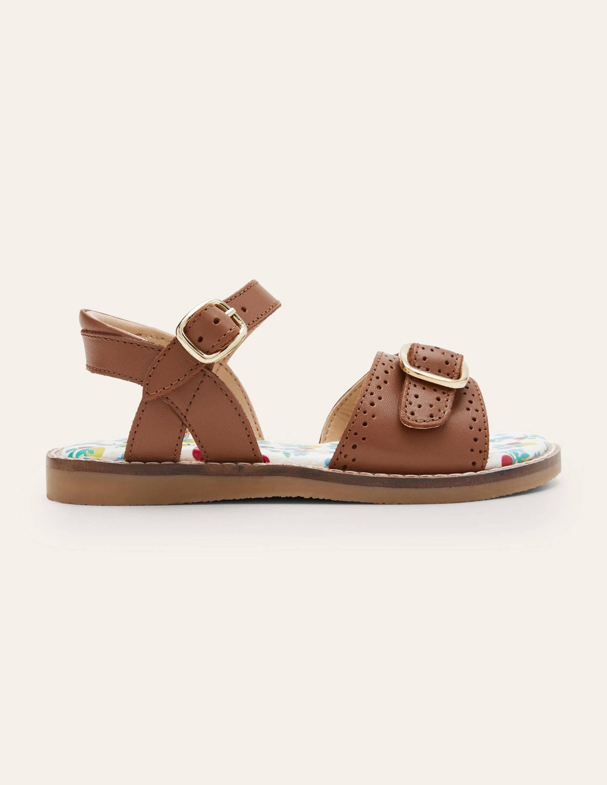 Ledersandalen mit Schnalle-Hellbraun, Glattleder-2
