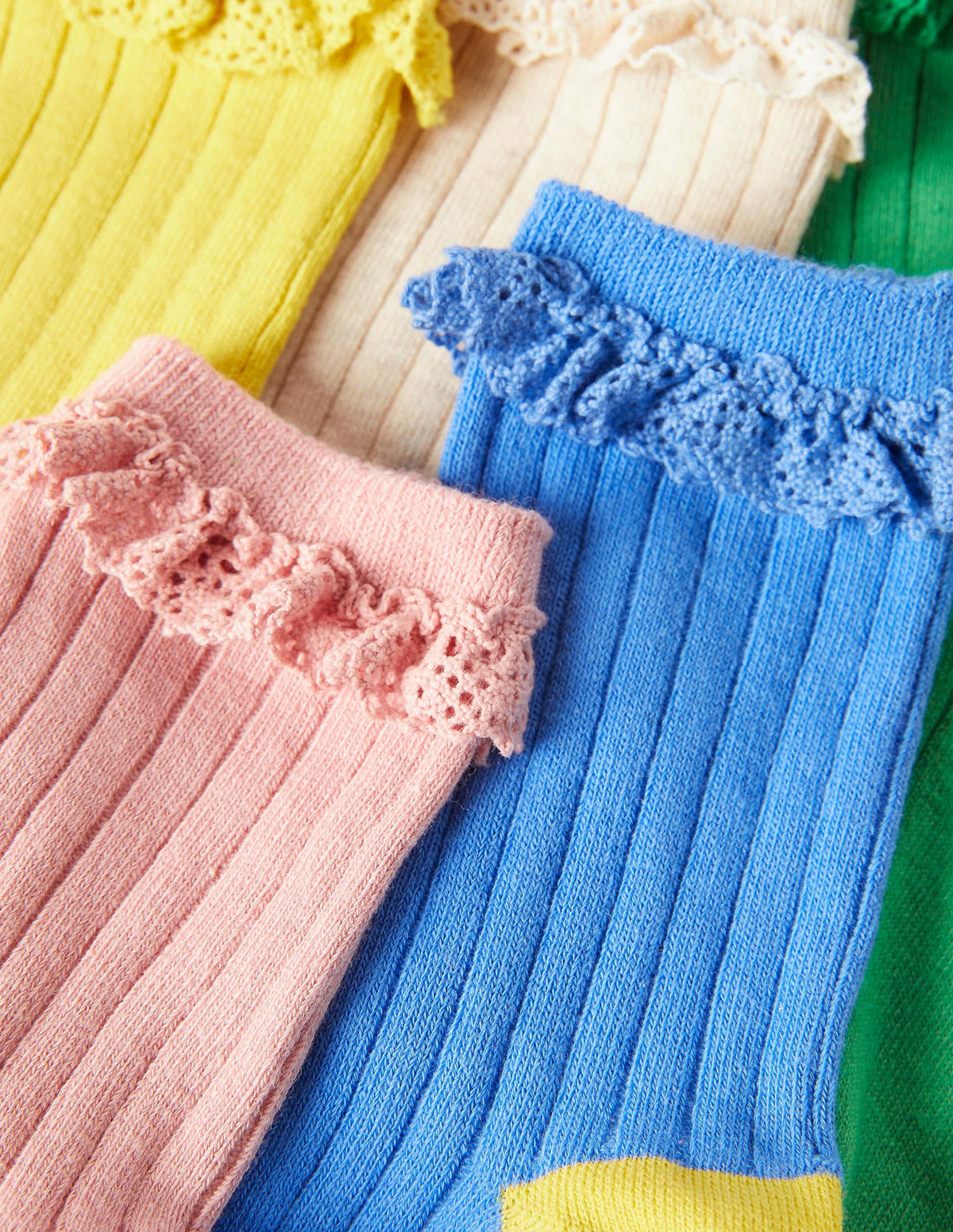Rippstricksocken mit Rüschen im 5er-Pack-Bunt Pastellfarben - Image 4