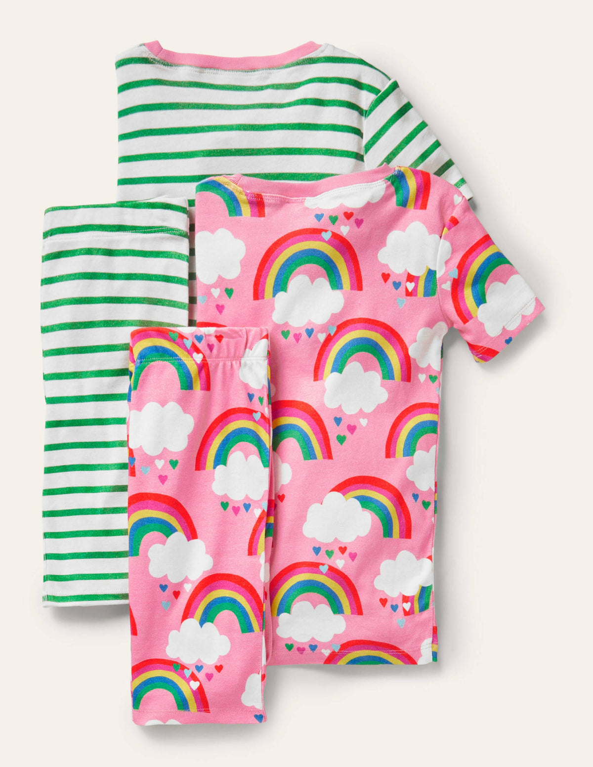 Twin Pack Snug Short Pyjamas-Pink Lemonade Rainbows - Image 2
