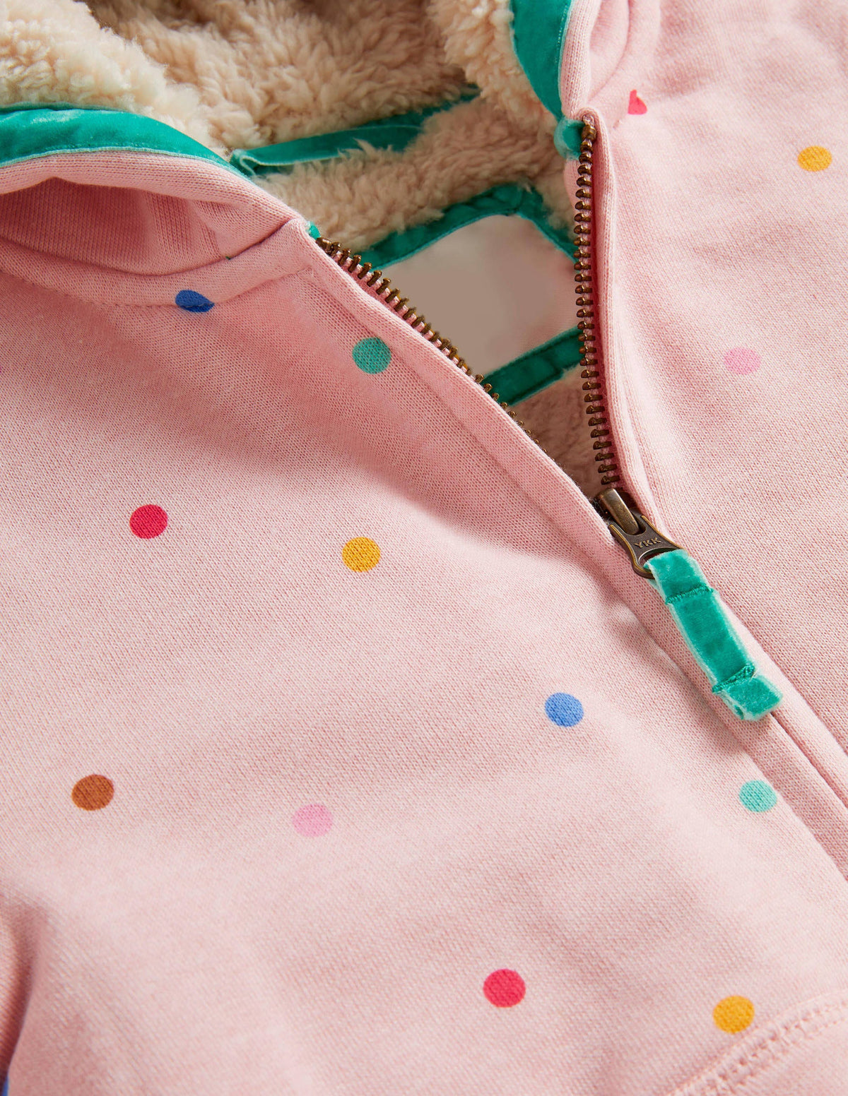 Hoodie mit kuscheligem Futter-Provence-Altrosa/Bunt, Getupft-3