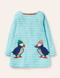 Tunika mit applizierter Tasche-Wasserblau/Naturweiß, Papageitaucher
