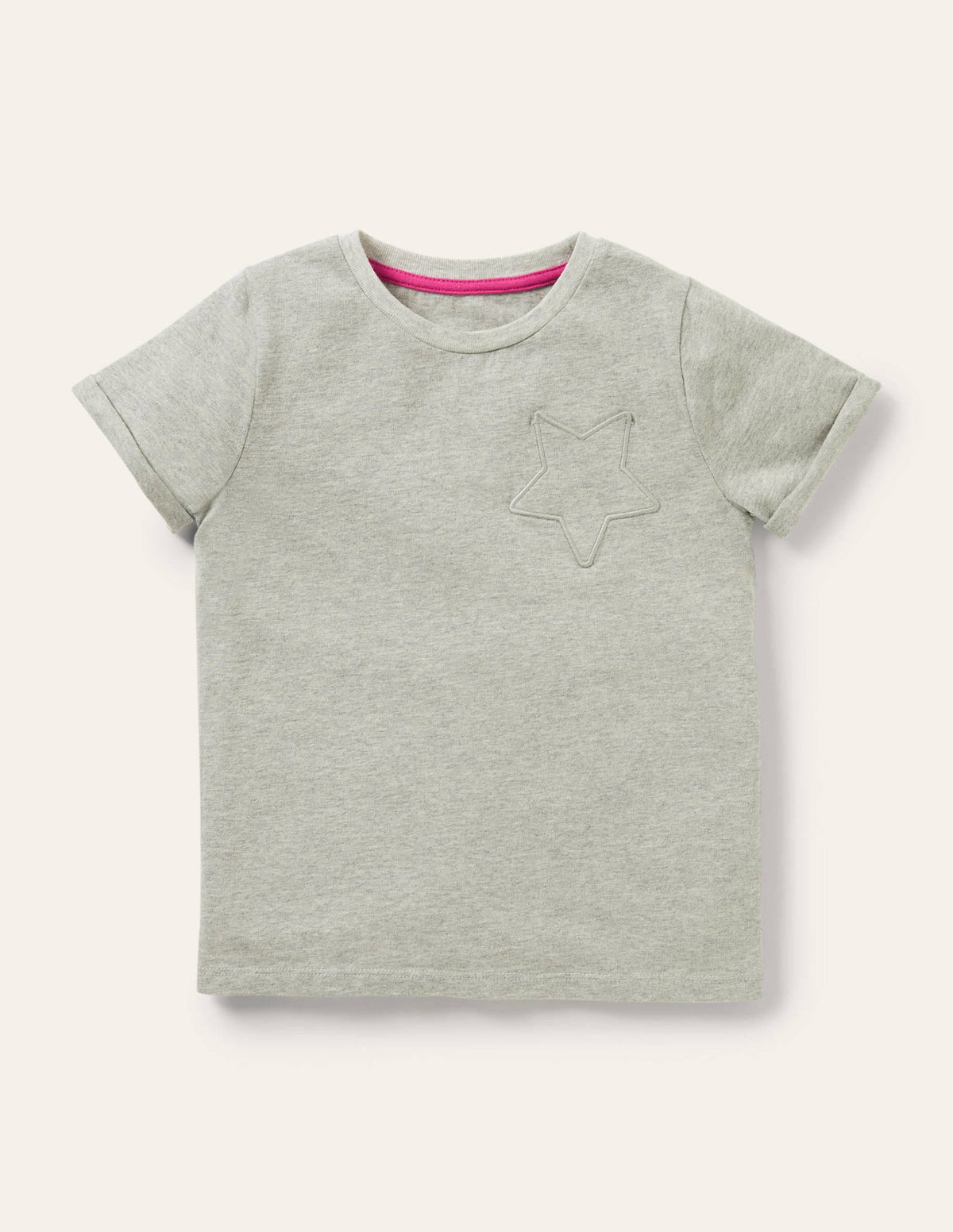 Flammgarn-T-Shirt mit Sterntasche-Grau Meliert - Image 1