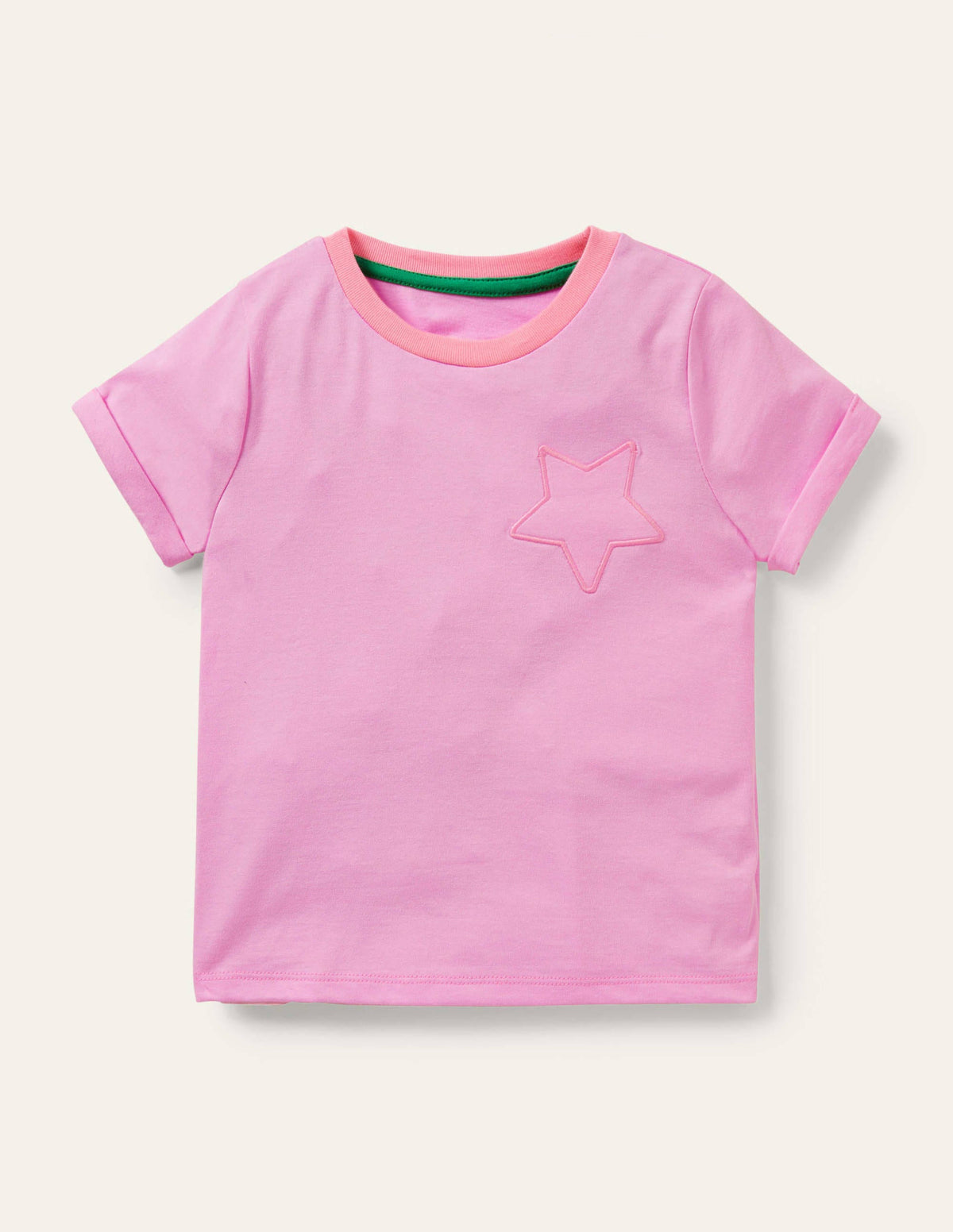 Flammgarn-T-Shirt mit Sterntasche-Weidenröschenrosa-1