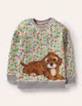 Sweat à super surpiqûres-Chiots motif Spring Floral multi