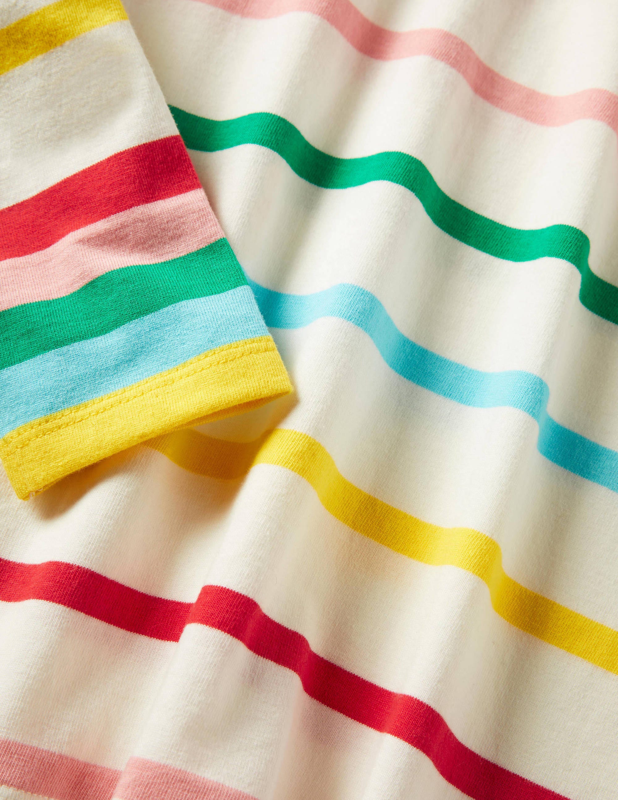 Lustiges Bretonshirt-Naturweiß/Bunte Regenbogenbündchen - Image 3
