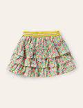 Jersey-Skort mit Rüschen-Bunt, Frühlingsblumen