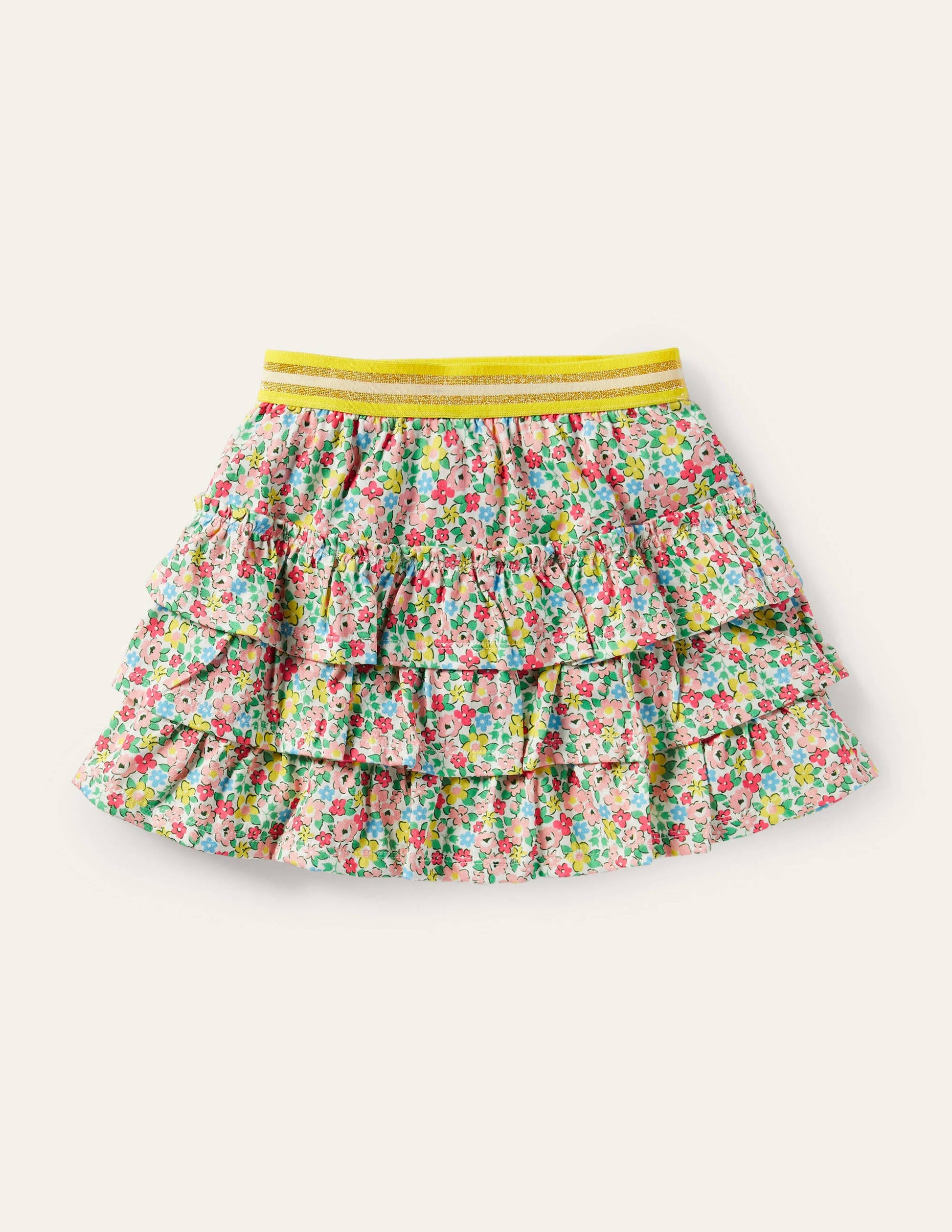 Jersey-Skort mit Rüschen-Bunt, Frühlingsblumen-1